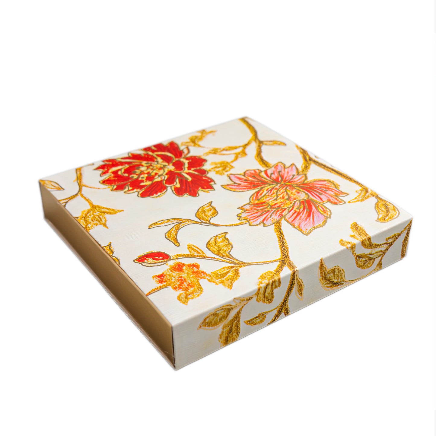 Luxury Festive Chocolate Gift Box – 9 Cavity | White Elegant Floral Design