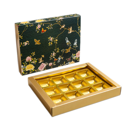 Luxury Festive Chocolate Gift Box – 12 Cavity | Green Elegant Floral Design