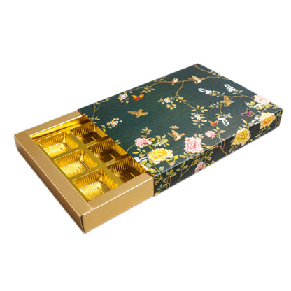 Luxury Festive Chocolate Gift Box – 12 Cavity | Green Elegant Floral Design