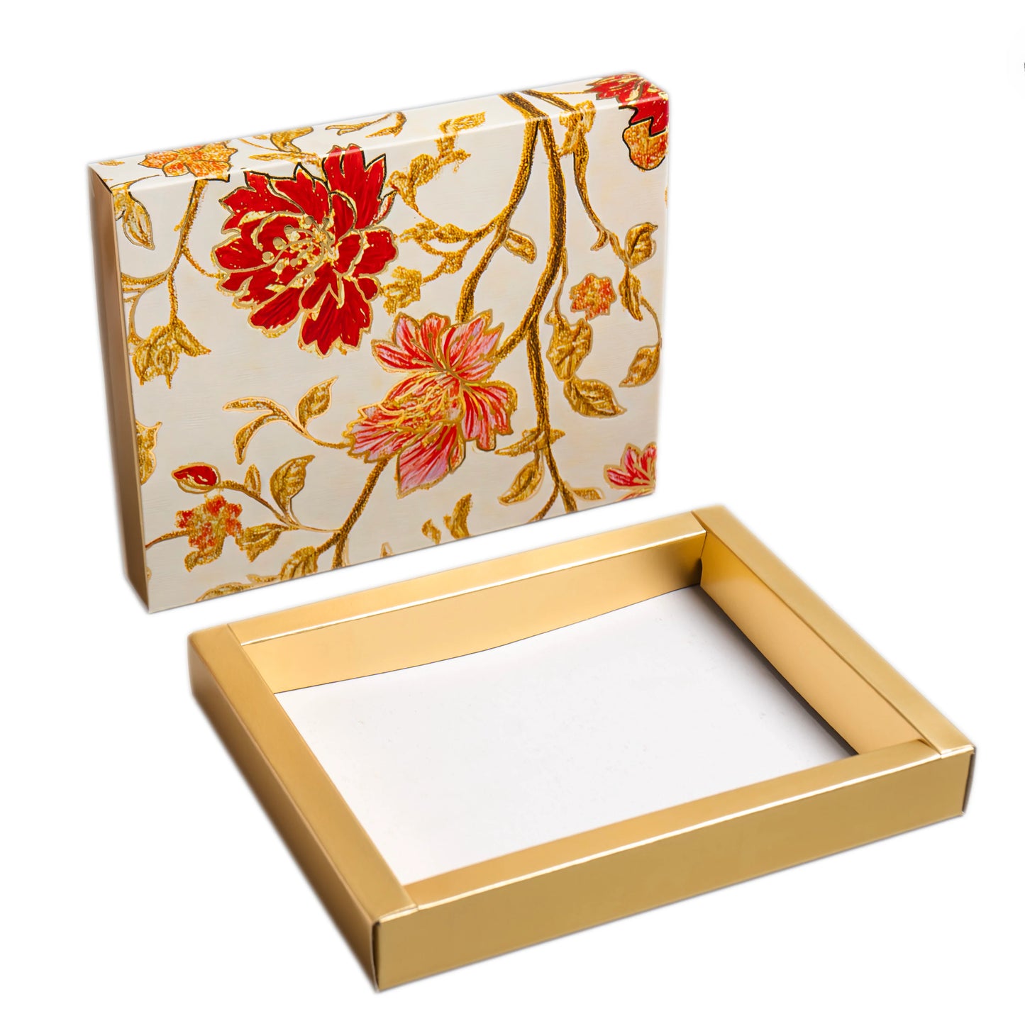 Luxury Festive Chocolate Gift Box – 12 Cavity | White Elegant Floral Design
