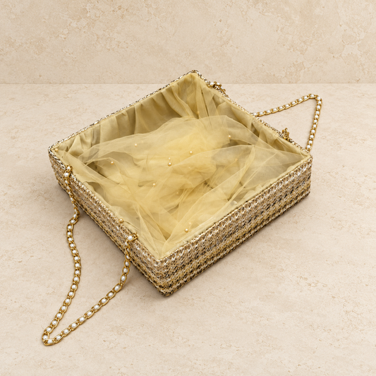Golden Pearl Chain Luxury Hamper Basket 10inches