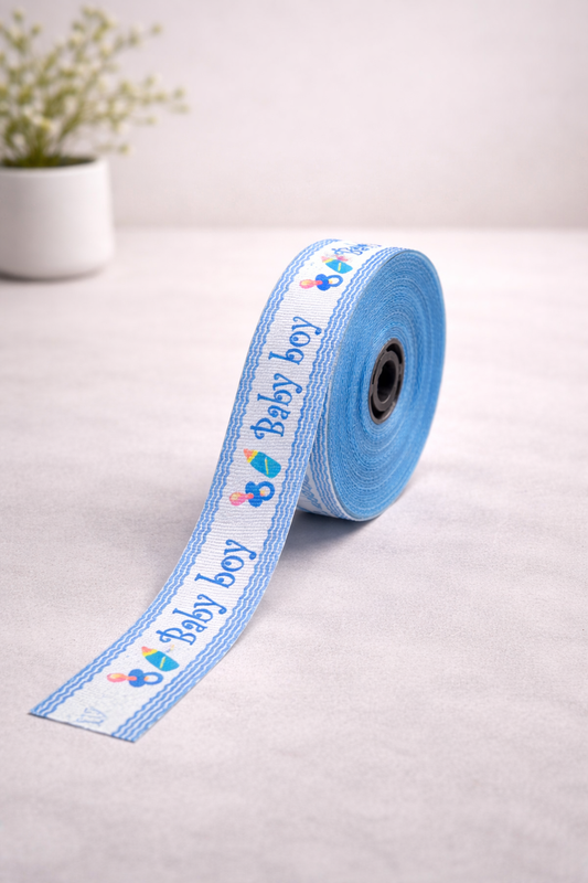 Premium Baby Boy Printed Ribbon Roll – 15 Meters x 1 Inch | Decorative Gift Wrapping Ribbon