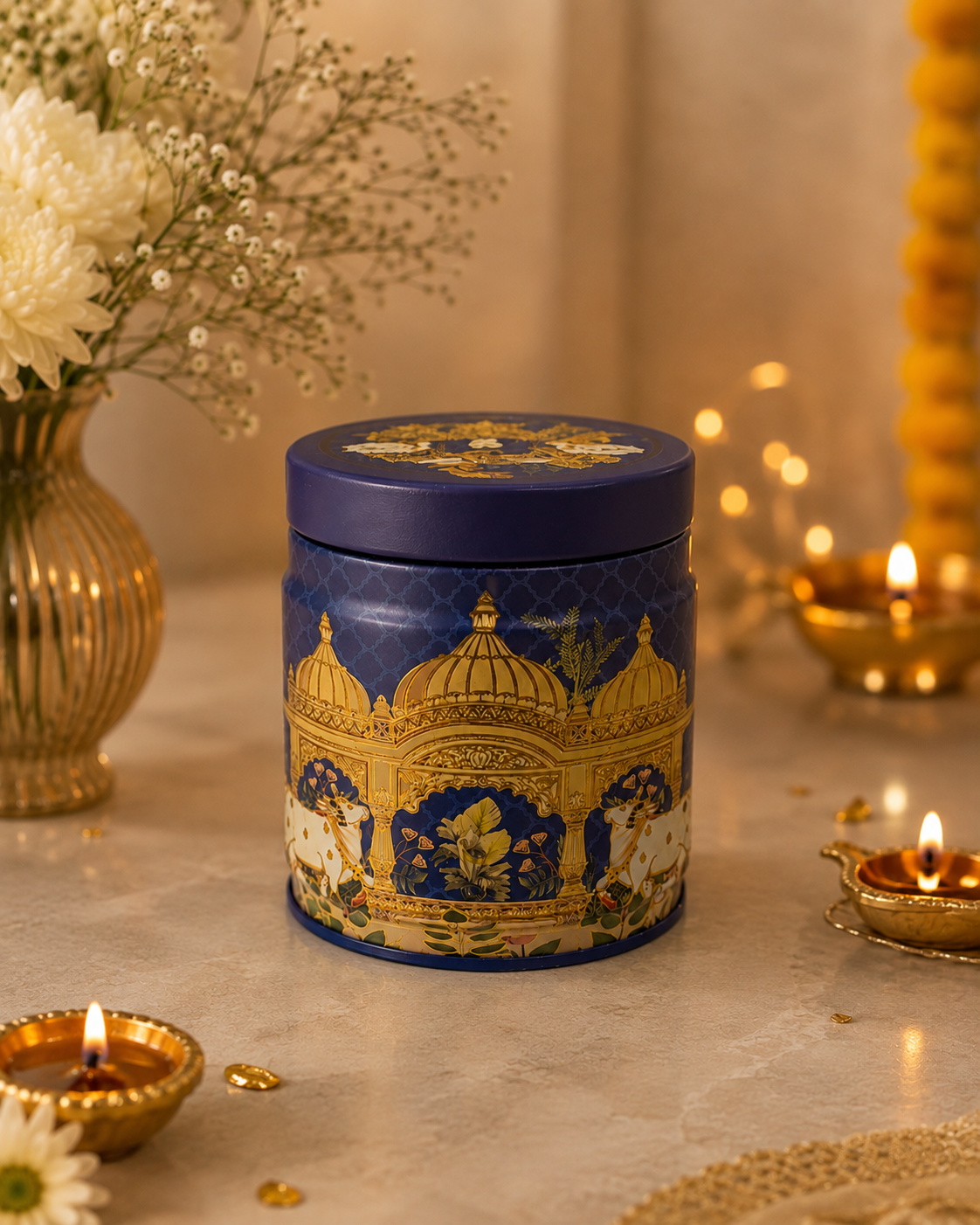 Royal Blue Airtight Vacuum Tin Container 425ml
