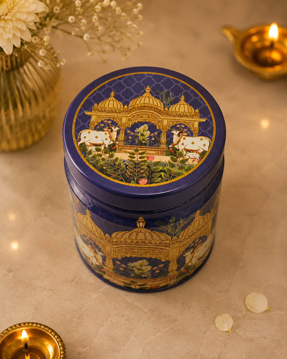 Royal Blue Airtight Vacuum Tin Container 425ml