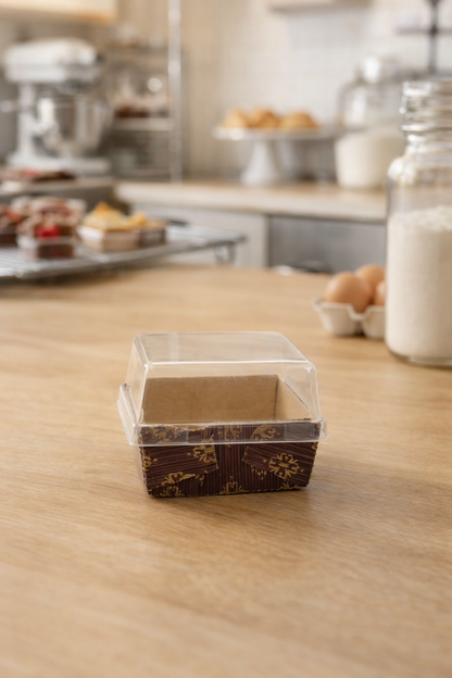 Square Eco Bake & Serve Brownie Box with Clear Lid | Premium Bakery Packaging
