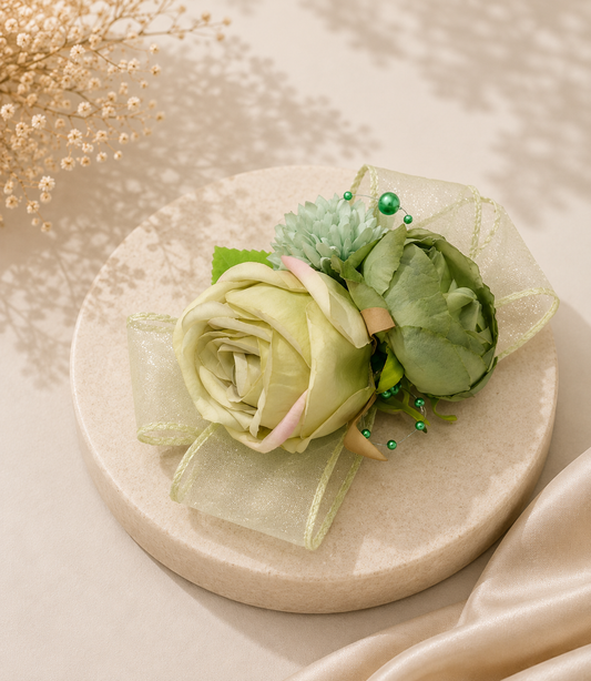 Premium Artificial Floral Hamper Decoration | Green Decorative Flower Bunch for Luxury Gift Packaging