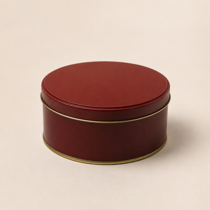 Maroon Imported Dream Cake Tin Box with Lid | Premium Cookie & Dessert Storage Tin | 5 x 2.25 Inches