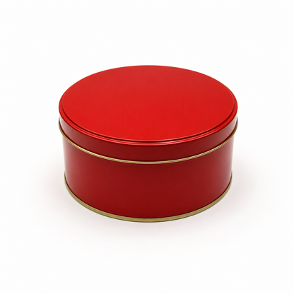 Red Imported Dream Cake Tin Box with Lid | Premium Cookie & Dessert Storage Tin | 5 x 2.25 Inches