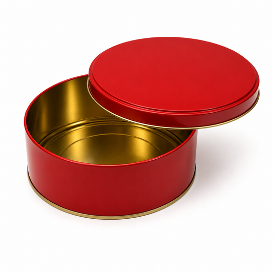 Red Imported Dream Cake Tin Box with Lid | Premium Cookie & Dessert Storage Tin | 5 x 2.25 Inches