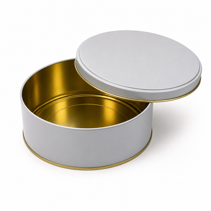 White Imported Dream Cake Tin Box with Lid | Premium Cookie & Dessert Storage Tin | 5 x 2.25 Inches