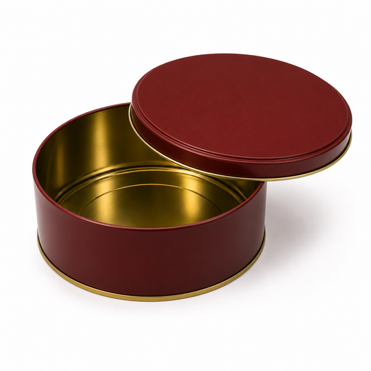 Maroon Imported Dream Cake Tin Box with Lid | Premium Cookie & Dessert Storage Tin | 5 x 2.25 Inches