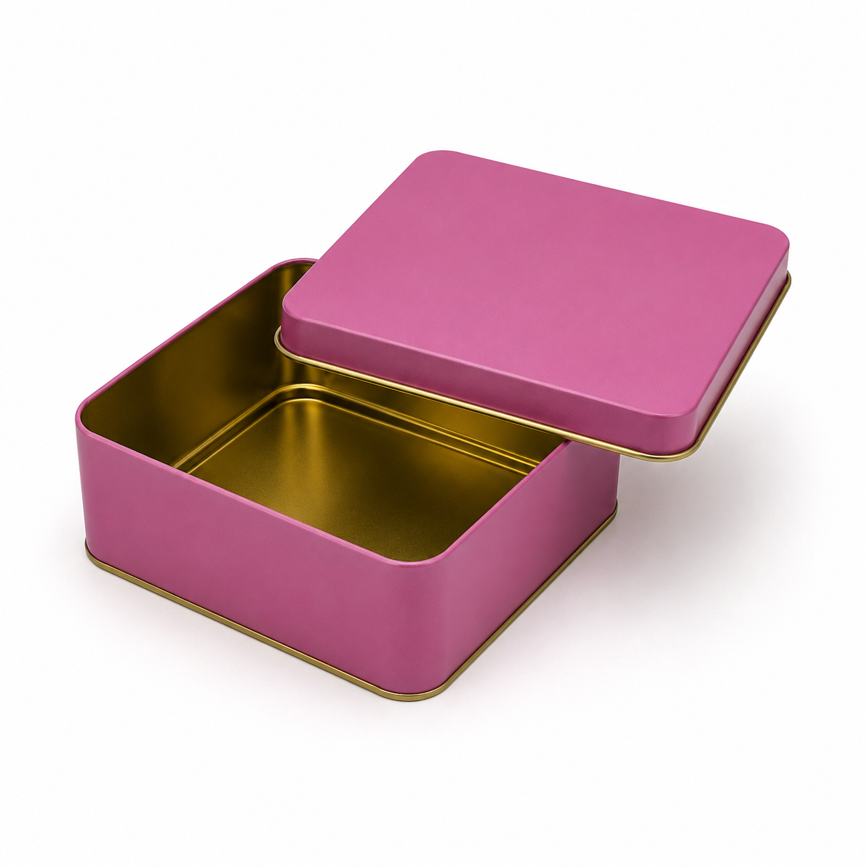 Pink Imported Square Dream Cake Tin Box with Lid | Premium Cookie & Dessert Storage Tin | 4.75 x 4 x 2 Inches