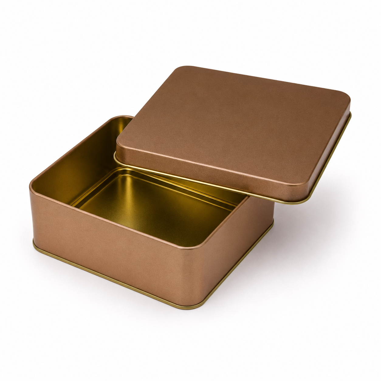 Rose Gold Imported Square Dream Cake Tin Box with Lid | Premium Cookie & Dessert Storage Tin | 4.75 x 4 x 2 Inches