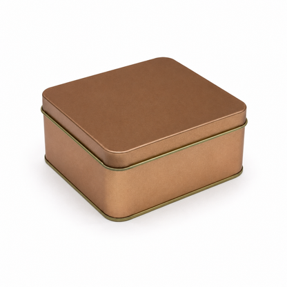 Rose Gold Imported Square Dream Cake Tin Box with Lid | Premium Cookie & Dessert Storage Tin | 4.75 x 4 x 2 Inches