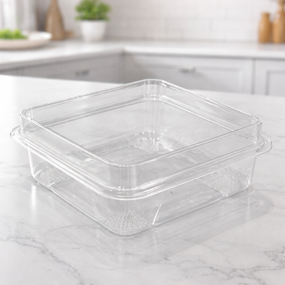 750ml Square Clear Plastic Dessert Container with Lid – Premium Cake & Cheesecake Box