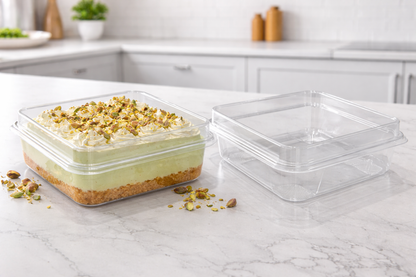750ml Square Clear Plastic Dessert Container with Lid – Premium Cake & Cheesecake Box