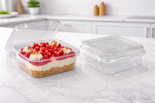 400ml Rectangular Clear Plastic Dessert Container with Lid – Premium Cake & Dessert Box