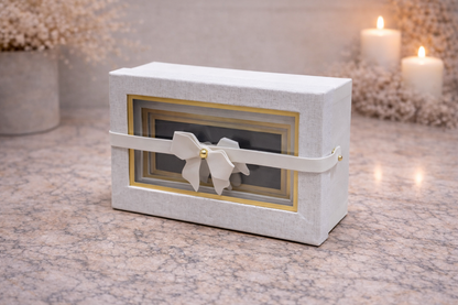 White Premium Rectangle Window Gift Boxes Set of 3 – Rectangle Dual Lock Strap Closure Hamper Boxes for Gifting & Packaging