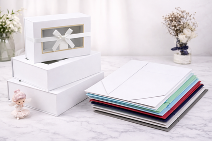White Collapsible Magnetic Gift Box with Window & Ribbon – Premium Foldable Hamper Box