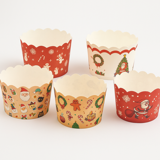 Christmas Cupcake Moulds – Assorted Festive Designs  BAKE AND SERVE MUFFIN CUPS ( PACK OF 50 )