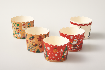 Christmas Cupcake Moulds – Assorted Festive Designs  BAKE AND SERVE MUFFIN CUPS ( PACK OF 50 )