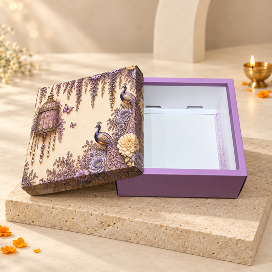 Royal Purple Foil Printed Luxury Hamper Box | 8x8x3.75