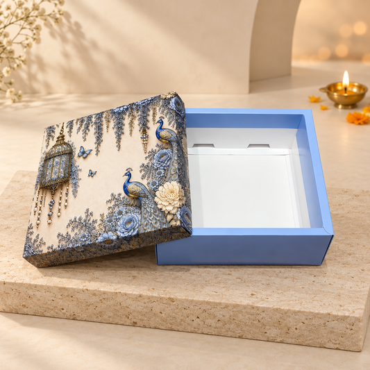 Royal Blue Foil Printed Luxury Hamper Box | 8x8x3.75