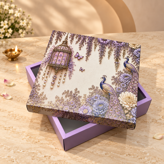 Royal Purple Foil Printed Luxury Hamper Box | 10x10x3.75