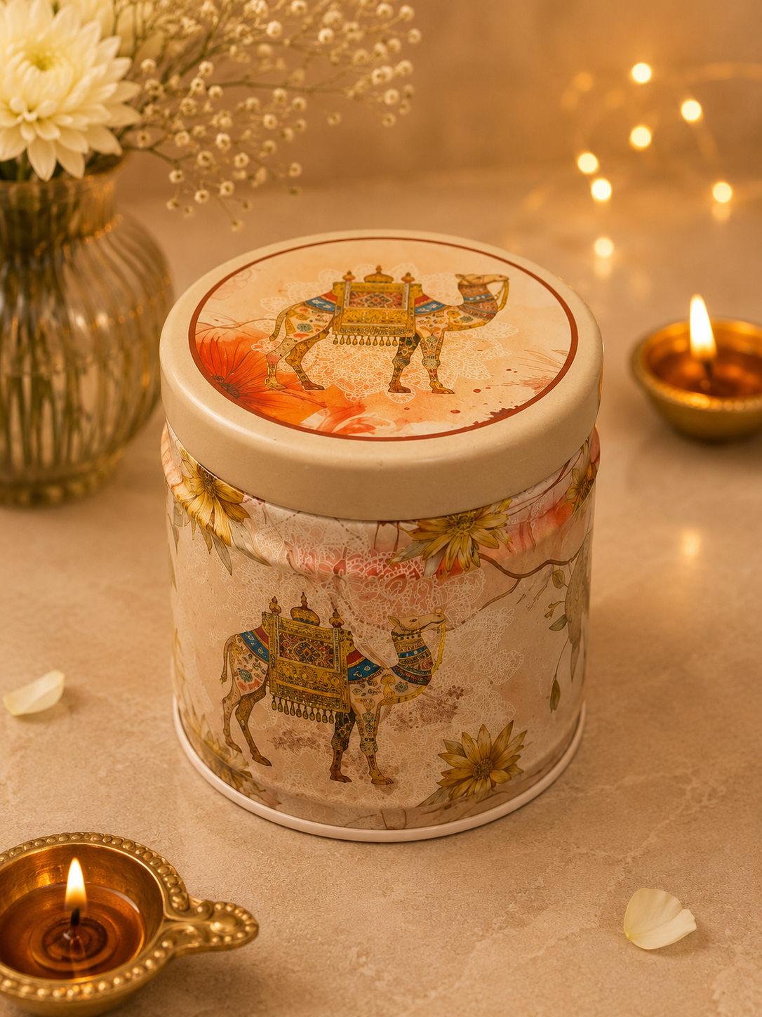 Camel Print Airtight Vacuum Tin Container 425ml