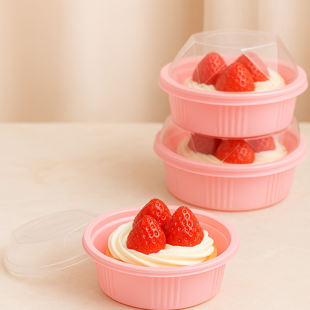 Thick Plastic with Crystal Clear Dome Disposable Pudding & Parfait Container | Premium Cake & Dessert Bowl