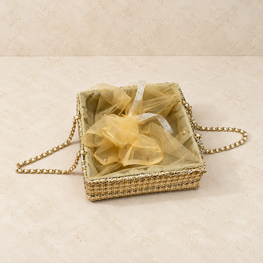 Golden Pearl Chain Luxury Hamper Basket 8inches