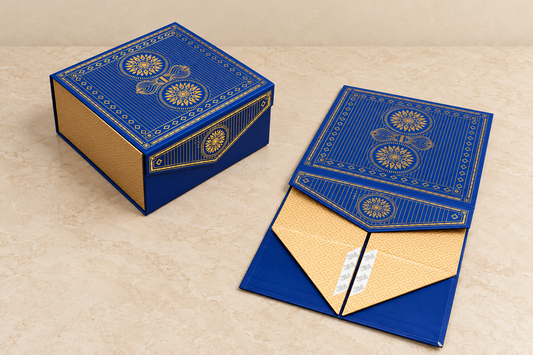 Royal Blue & Gold Foil Printed Collapsible Luxury Hamper Box