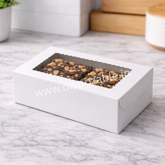 White 2 Brownie Box with Window – Premium Dessert Packaging