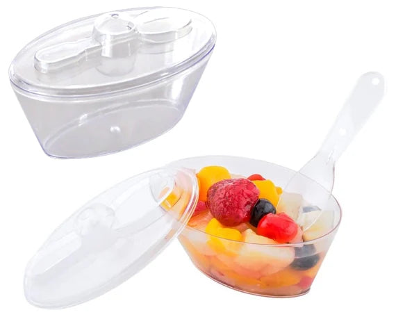 Oval Mousse Cup With Lid And Spoon (PACK OF 20)