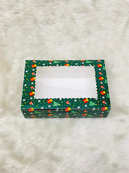 CHRISTMAS GREEN 6 BROWNIE BOX ( PACK OF 10 )