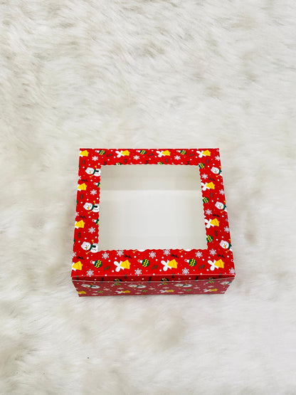 CHRISTMAS RED 4 BROWNIE BOX  (PACK OF 10)