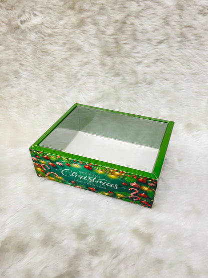 CHRISTMAS CLEAR LID HAMPER BOXES (PACK OF 5)