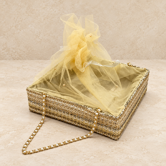 Golden Pearl Chain Luxury Hamper Basket 10inches