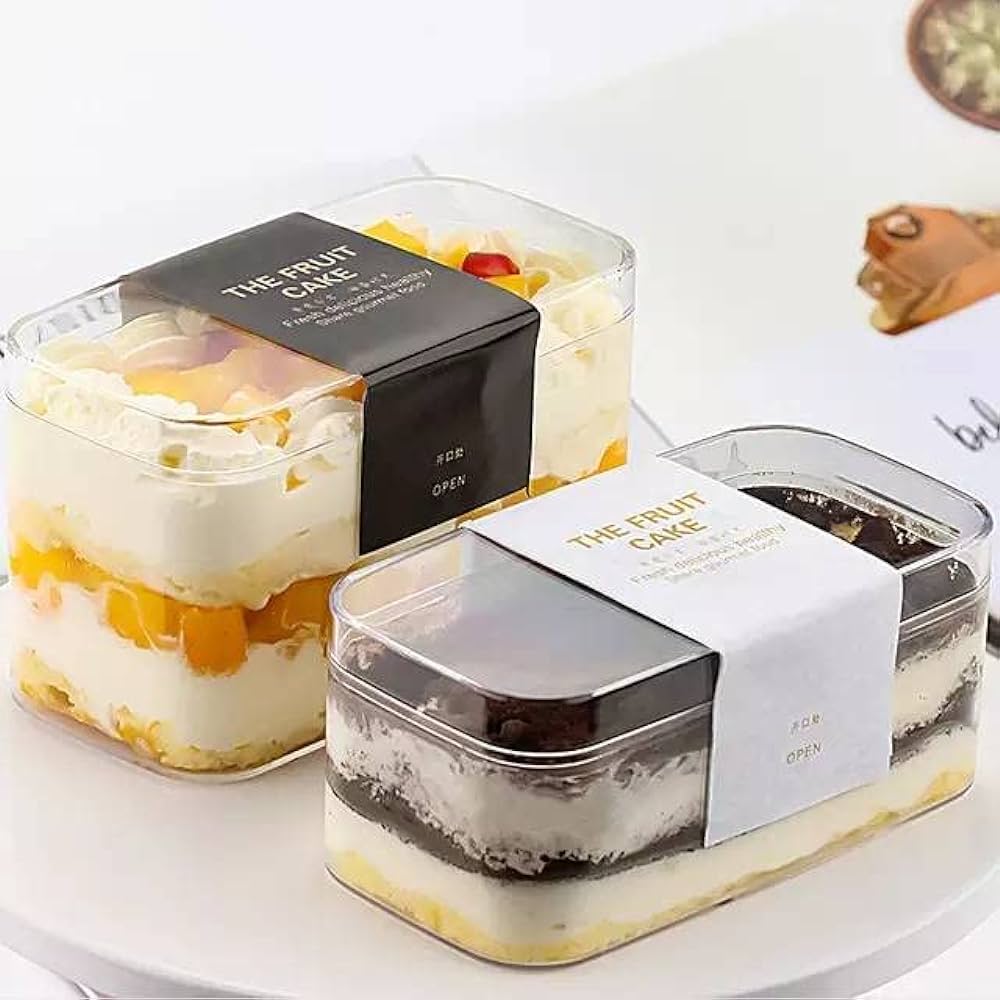 Dessert Box Rectangular RECTANGLE ACRYLIC DESSERT TUB (PACK OF 10) – Dispozable
