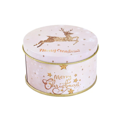 Off White Merry Christmas Round Goodies Tin Box – Festive Gifting & Hamper Packaging