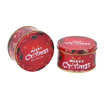 Red Merry Christmas Round Goodies Tin Box – Festive Gifting & Hamper Packaging