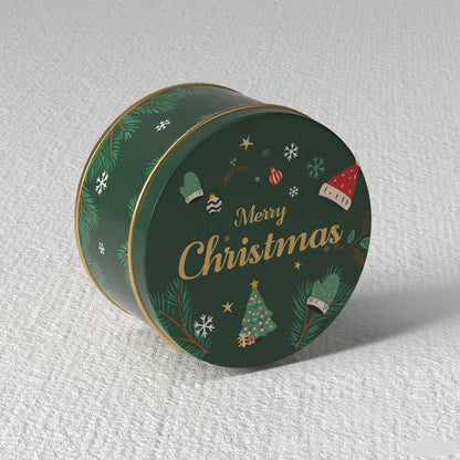 Green Merry Christmas Round Goodies Tin Box – Festive Gifting & Hamper Packaging