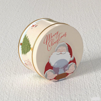 Off White Merry Christmas Round Goodies Tin Box – Festive Gifting & Hamper Packaging