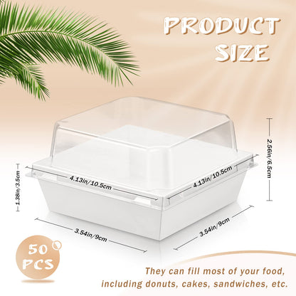 SMALL SQUARE BAKE AND SERVE WITH LID | Square Disposable Paper Dessert Boxes with Clear Lids – Eco-Friendly Packaging