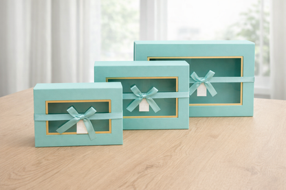 Green Collapsible Magnetic Gift Box with Window & Ribbon – Premium Foldable Hamper Box