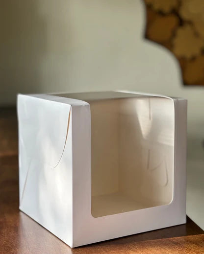 WHITE L WINDOW CAKE BOX | 10X10X8 INCHES 1KG CAKE BOX | TALL CAKE BOX