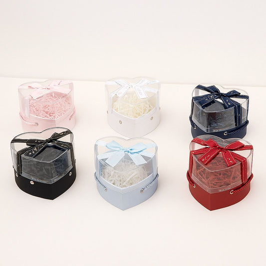 Heart-Shaped Transparent Acrylic Gift Box with Rope Handle & Ribbon  | Acrylic Hamper Gift Box