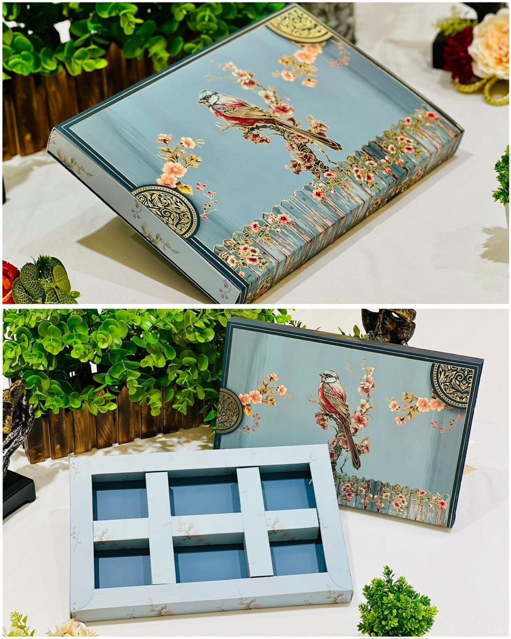 Premium Bird Design Gift Box – Elegant Foil Print Hamper Box for Sweets, Dry Fruits & Chocolates