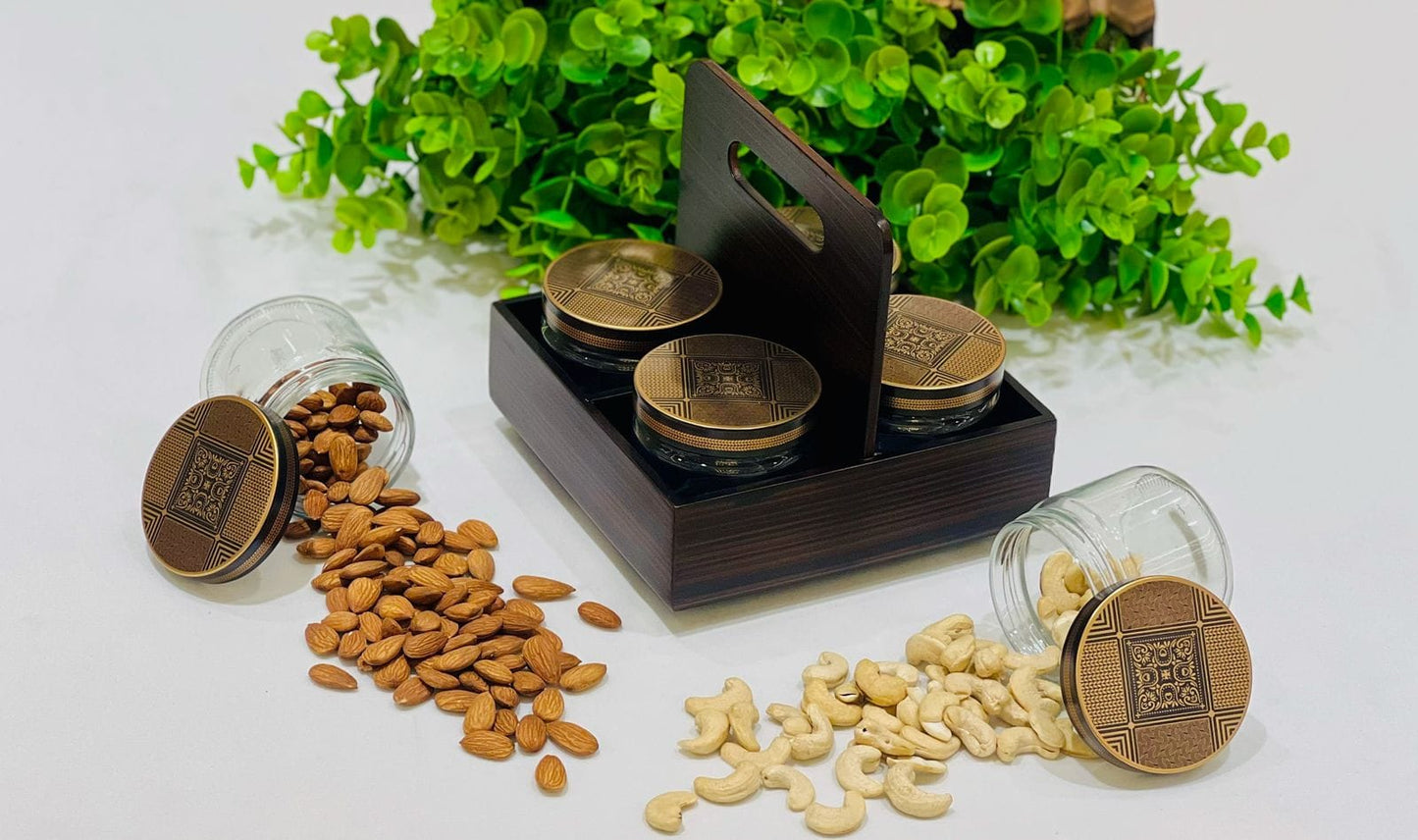 Luxury Revolving Tray with 4 Premium Jars – Gifting & Dessert Packaging