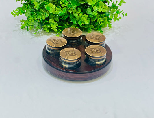 Luxury Revolving Tray with 5 Premium Jars – Gifting & Dessert Packaging